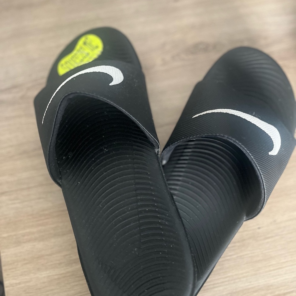 Nike Black Slides with White Logo